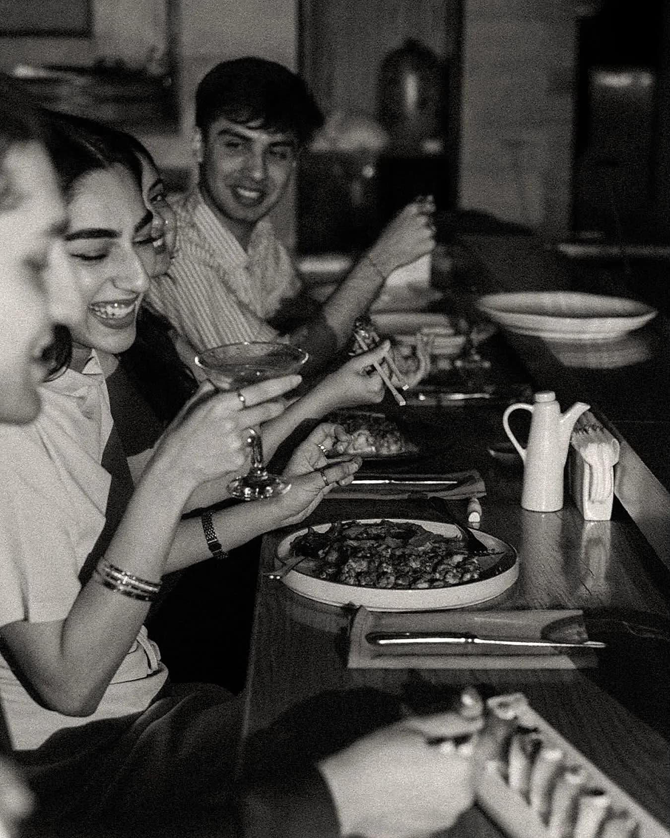 Seasonal dishes arranged for sharing